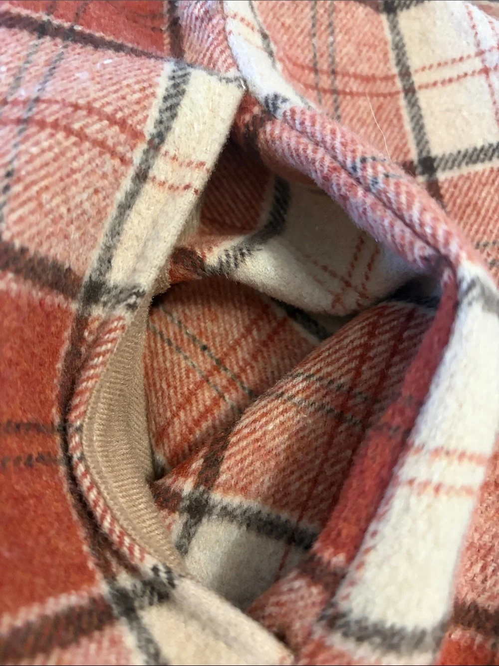 Women’s Long Plaid Shacket Jacket - Rust & Cream